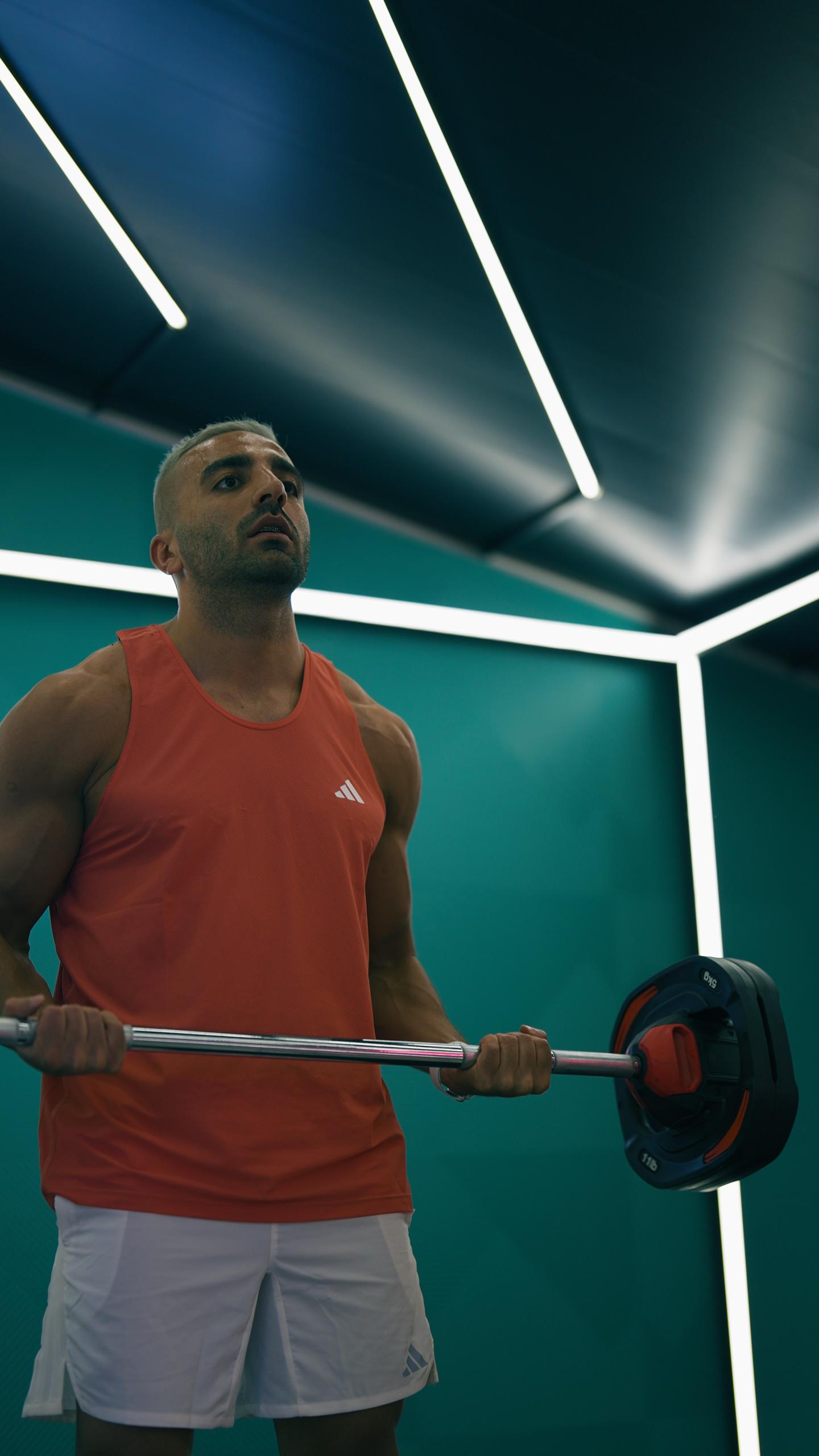 Amir Hatami as a BodyPump coach.